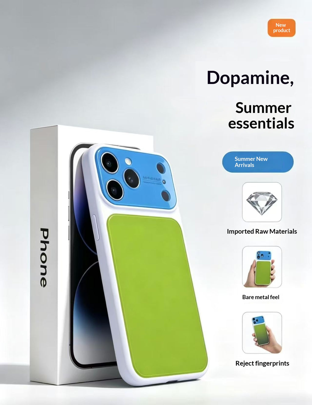 Summer Dopamine inspiré de la couleur bloc Phone Case avec une grande fenêtre