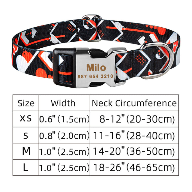 Collier de chien personnalisé en nylon réglable Free gravé Nom ID Tag