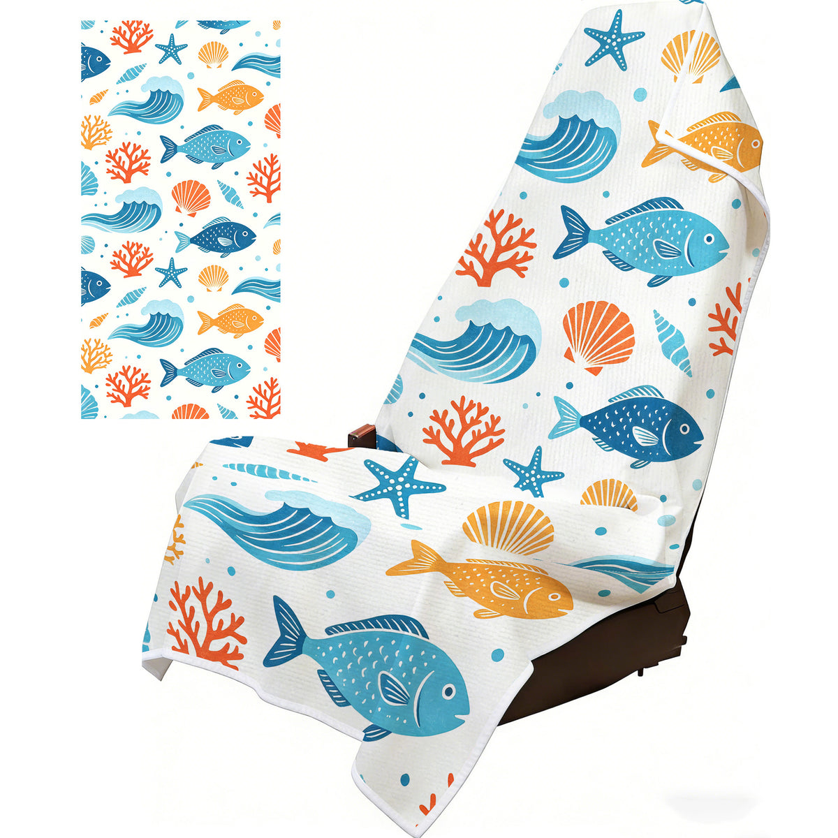 Two-in-one printed car seat cover