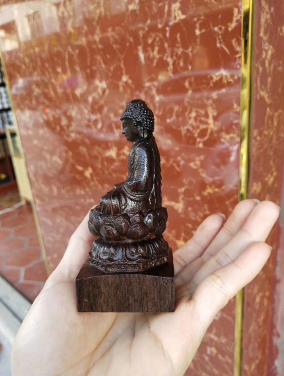Pure Natural Black Wood Products Wood Carving Sakyamuni Bouddha Accueil Bureau Artisanat Ornement