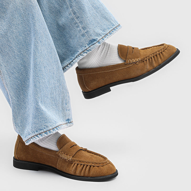 Chaussures plates plissées à la main pour hommes