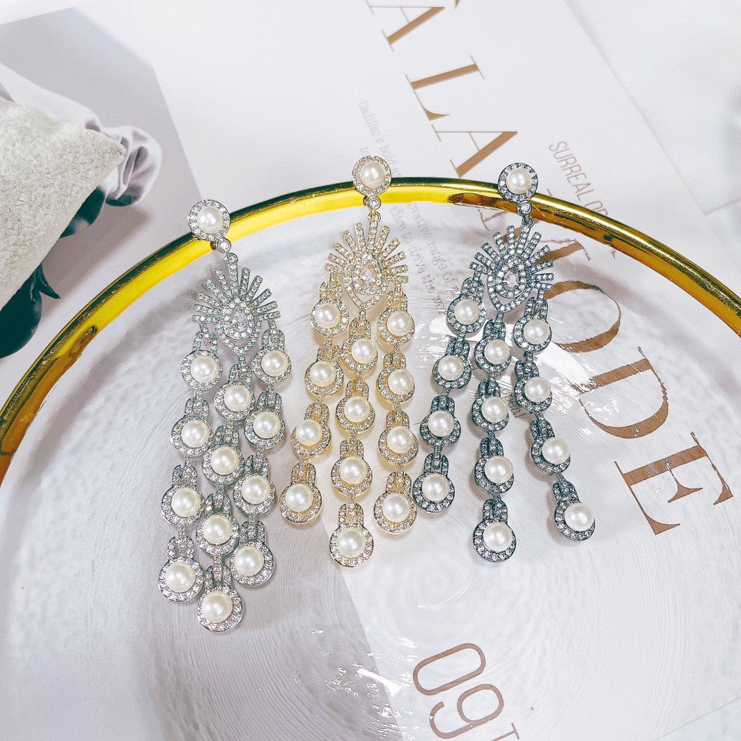 Boucles d'oreilles micro inlay Zircon style perles