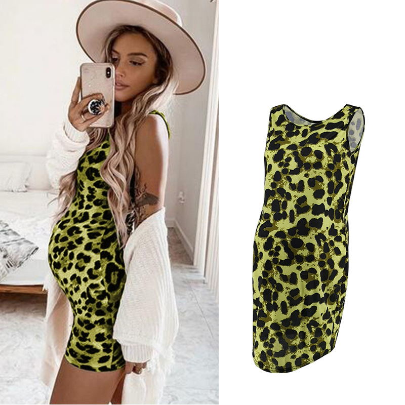 Robe léopard Femme enceinte sans manches d'été