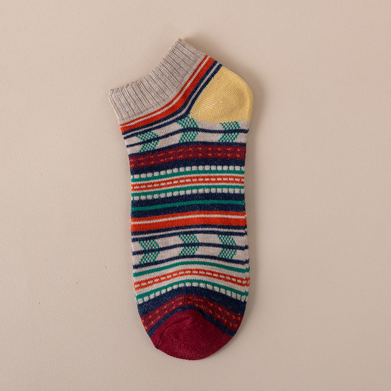 Chaussettes pour hommes style Harajuku Chaussettes à cheville avec motifs ethniques
