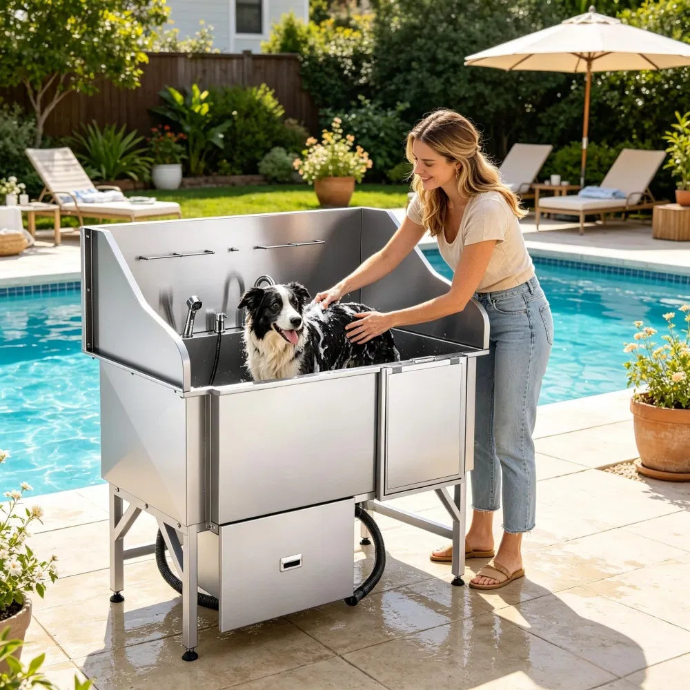 Station de lavage des chiens en acier inoxydable
