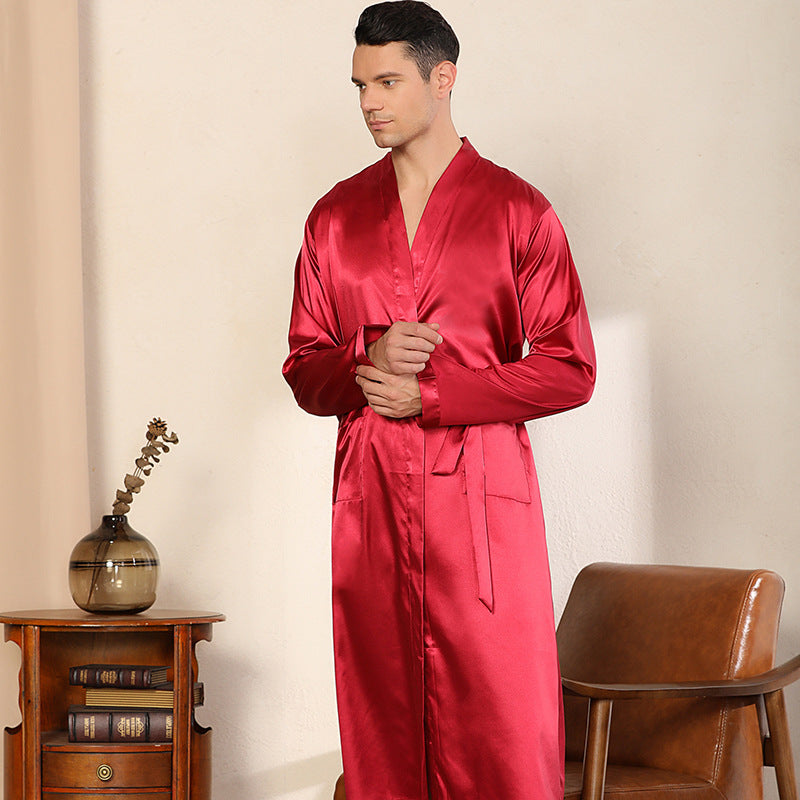 Robe homme ultra-mince cardigan chemise de nuit Loose Plus Taille