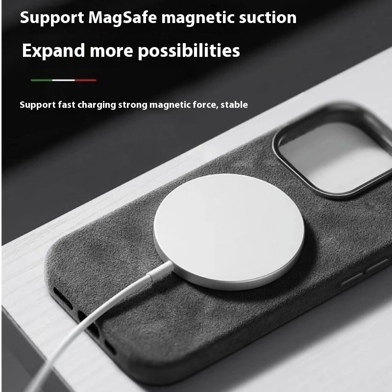 Alcantara Suede Cas de téléphone magnétique tout compris hommes et femmes