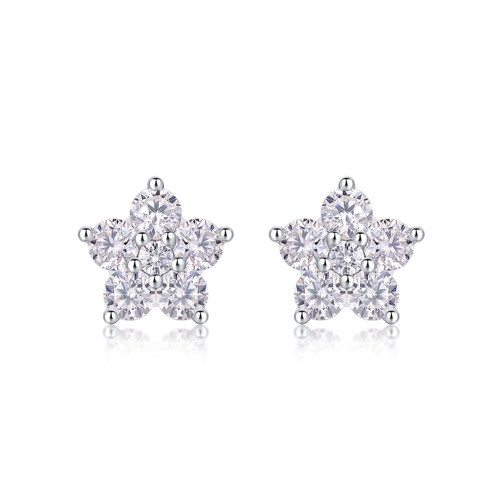 S925 Boucles d'oreilles Sterling Silver Flower Stud