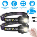 2Packs Capteur de mouvement rechargeable phare 6 modes de lumière COB XPG phare phare flashligigh