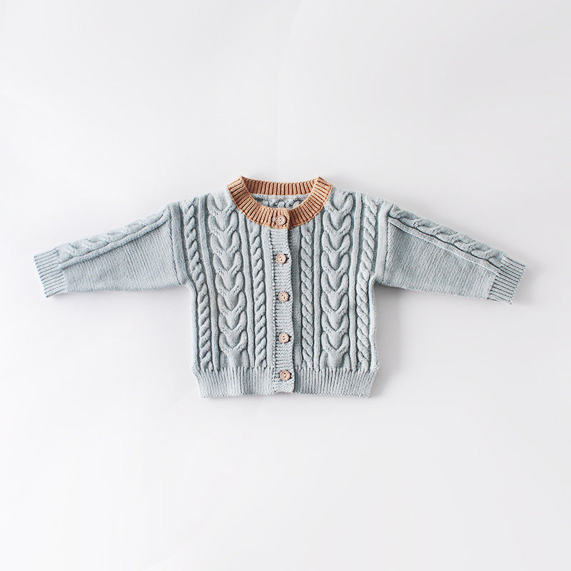 Chandail d'enfant Twist Knit Coat Top Cardigan tout-match