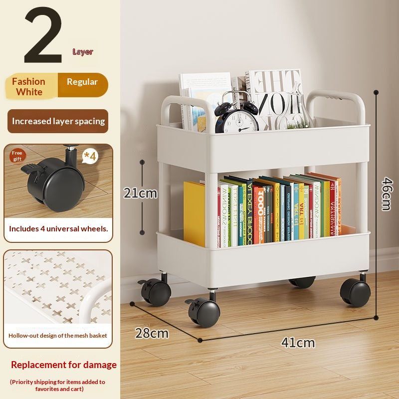 26cm White-2 Layers-wheels-4 CrochetsPetit panier sac de rangement
