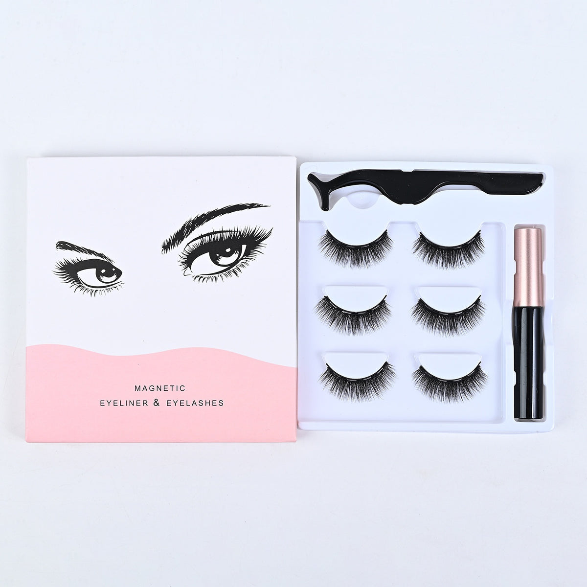 Personnalisé trois paires de cils magnétiques amovibles doux et non piercing sans colle