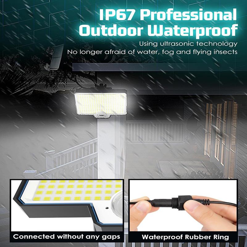 2-Pack Capteur de mouvement solaire Projecteurs extérieurs 2600 Lumens