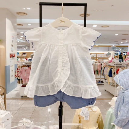 Filles Chic Cotton Set avec collier en dentelle