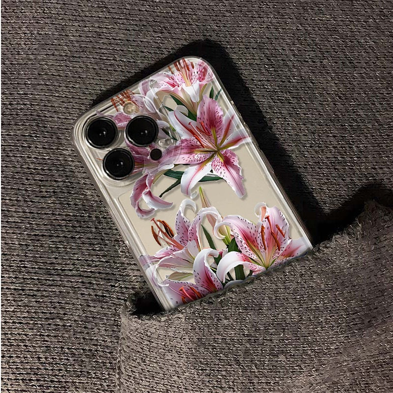 Étui téléphonique versatile transparent TPU Fleur