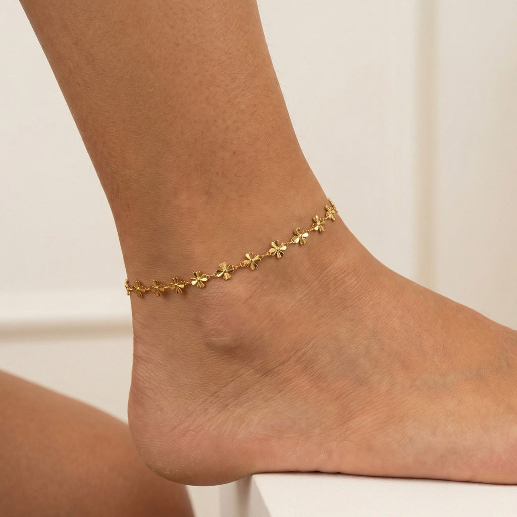 Anklet de fleur en acier inoxydable mode pour femmes