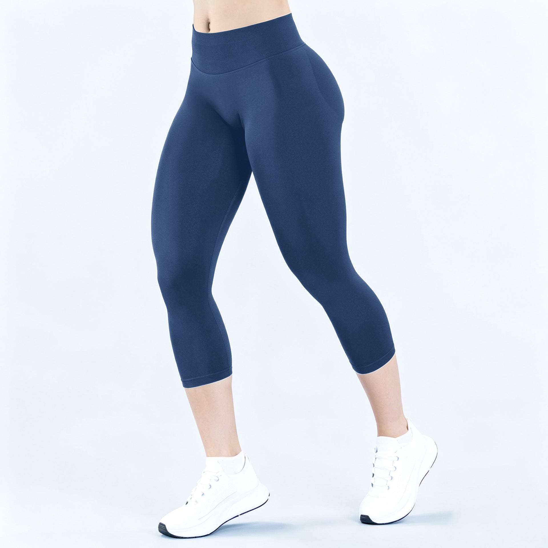 Pantalon croppé à trois pans de la taille Conception plissée pour un effet de lifting des fesses Mer à basse altitude