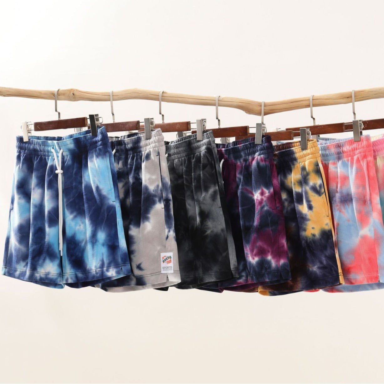 Tie-dye Waffle-Weave American-Style Hommes Short de course