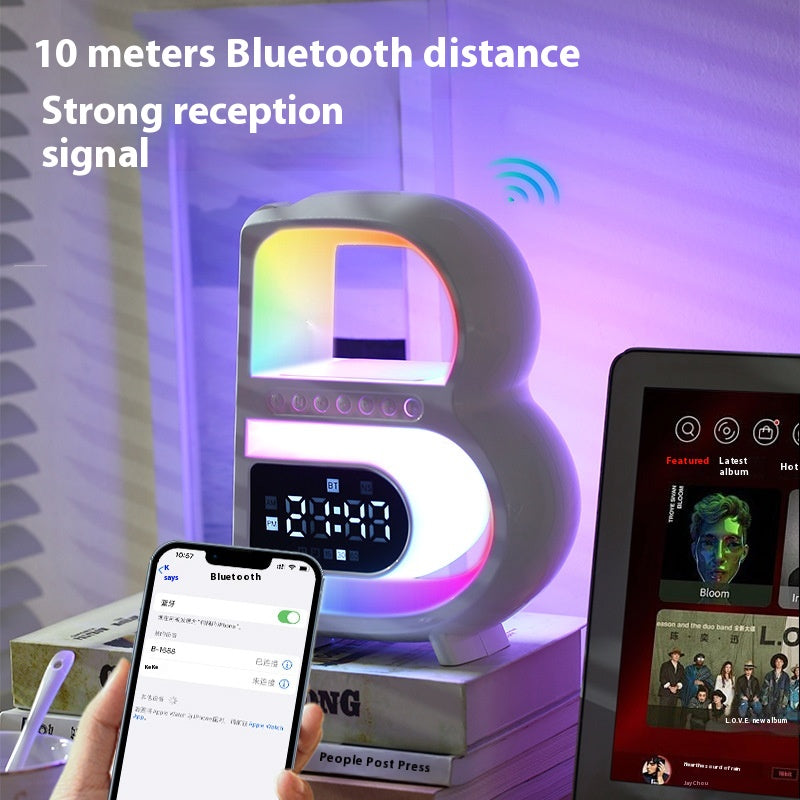 B-Shaped Blutooth Haut-parleur multifonctionnel Smart Music Rhythm éclairage téléphone sans fil Charg