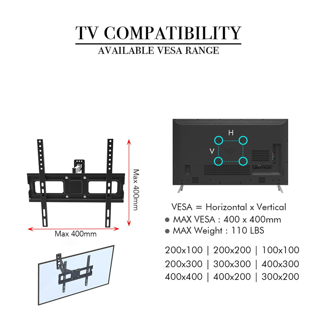 32-65 pouces Single Pendulum Small Base TV Stand TMXD-103 roulement de charge 35KG