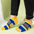 Chaussettes à cinq doigts en maille de protection talon-bleu et jaune-coton-1