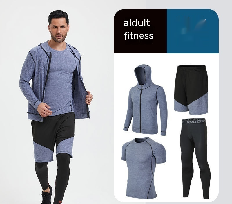 Fitness Suit Homme Running Night Running Sports Séchage rapide Cinq-pièces Foo