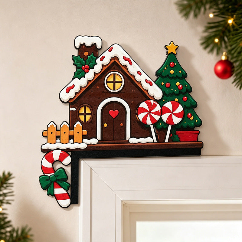 Ornement décoratif cadre de porte en bois de Noël