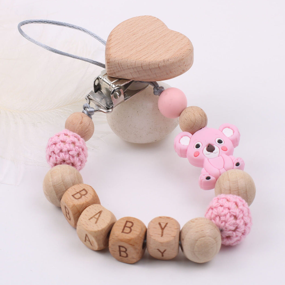 Baby Products Clip à chaîne en bois de hêtre apaisant