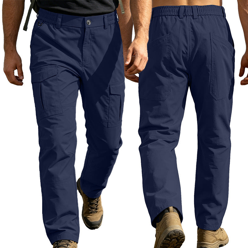 Pantalon de travail imperméable de printemps et d'automne pour hommes avec de multiples poches et une grande taille extérieure