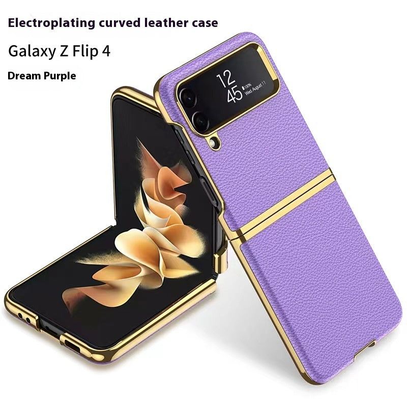 Z Flip4 Étui de téléphone Zflip4 Écran pliable tout compris cuir uni