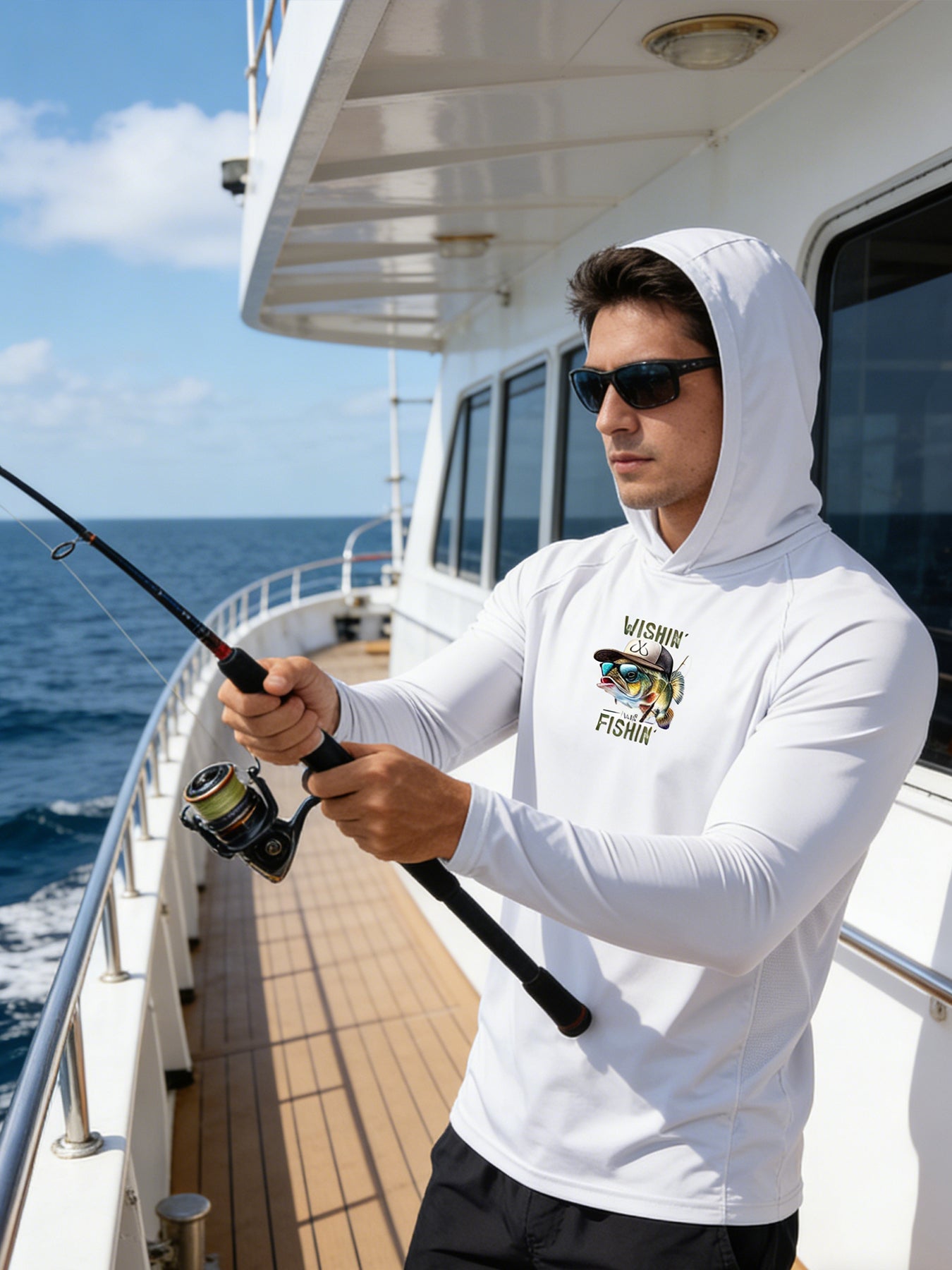 Pêche Hoodie UPF 50 anti UV Sailing Shirt Surf d'été Hommes Long Sleeve Hunting Jersey