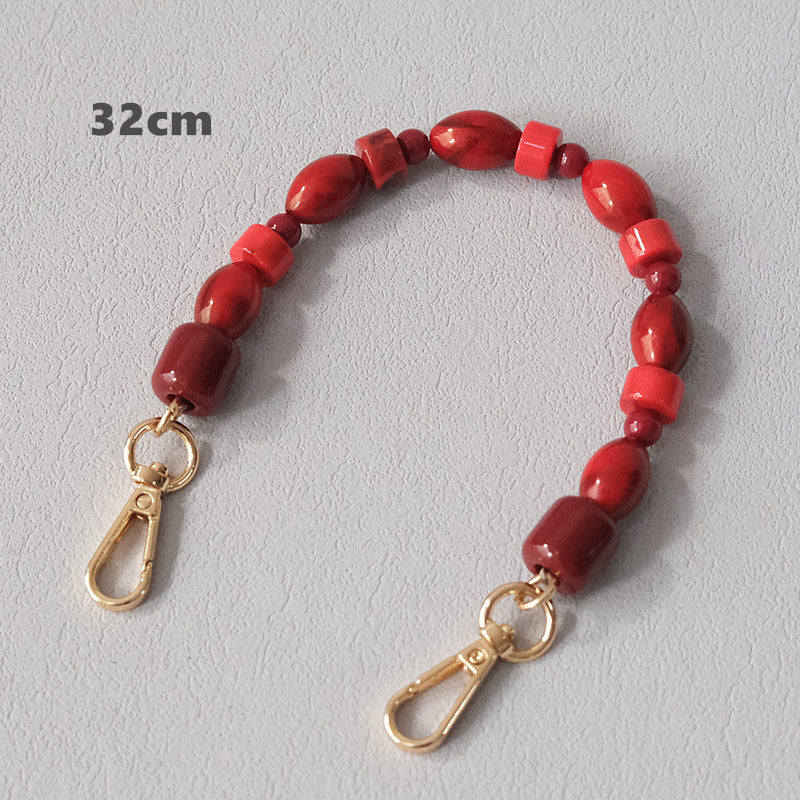 Accessoire à chaîne de perles rouges à la mode Crossbody Lanyard Bag