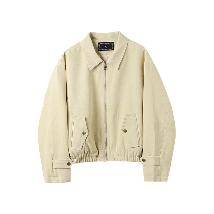 Casual Solid Couleur Lapel Longue Manche Loose Slimming Zipper Coat