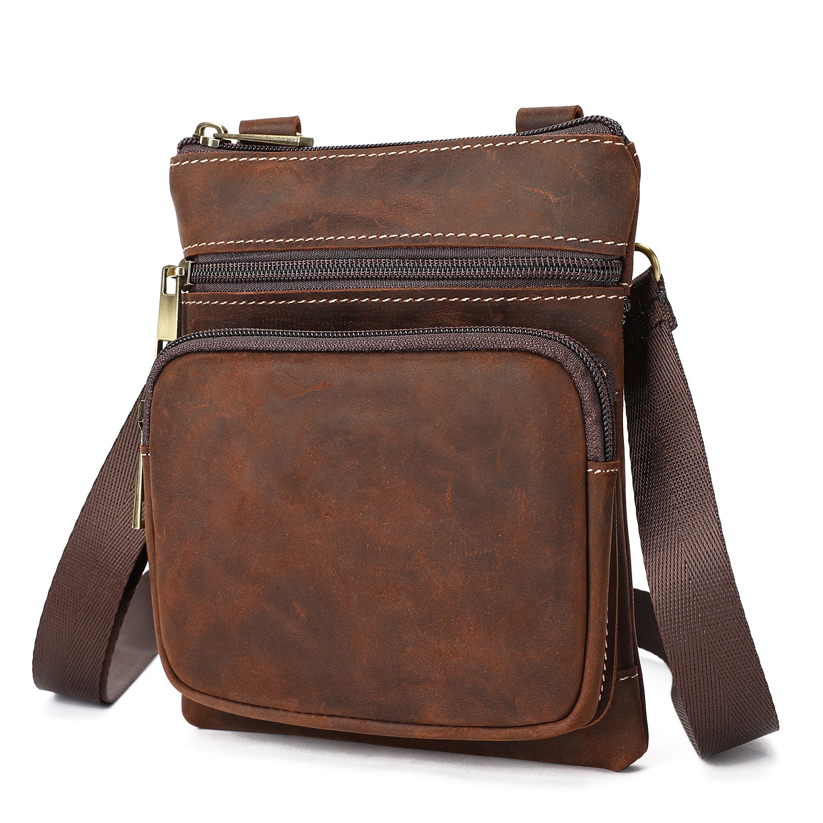 Crazy Horse Cuir Outdoor Retro Loisirs Crossbody Bag