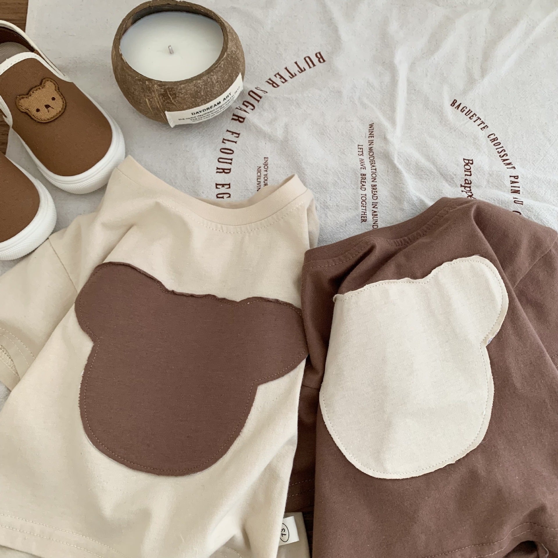 Haut de chemise de bas de mode patch ours pour enfants