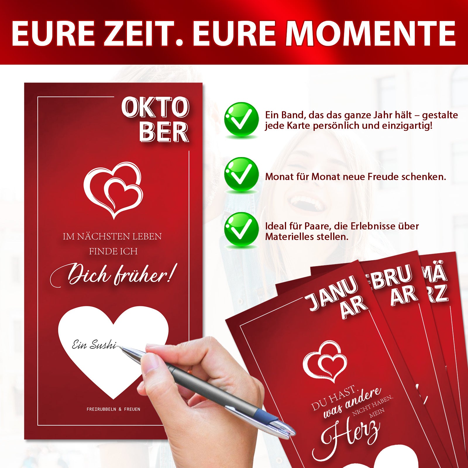 Ensembles de cadeaux de fête multi-pièces – Cartes de nuit à date d'arrêt – 12 idées de date mensuelle unique