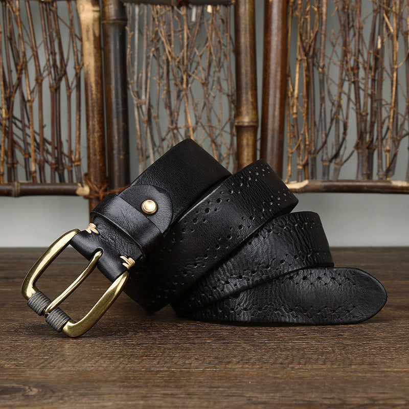 Ceinture d'épingle de première couche pour ceinture en cuir mengénien pour Jeans