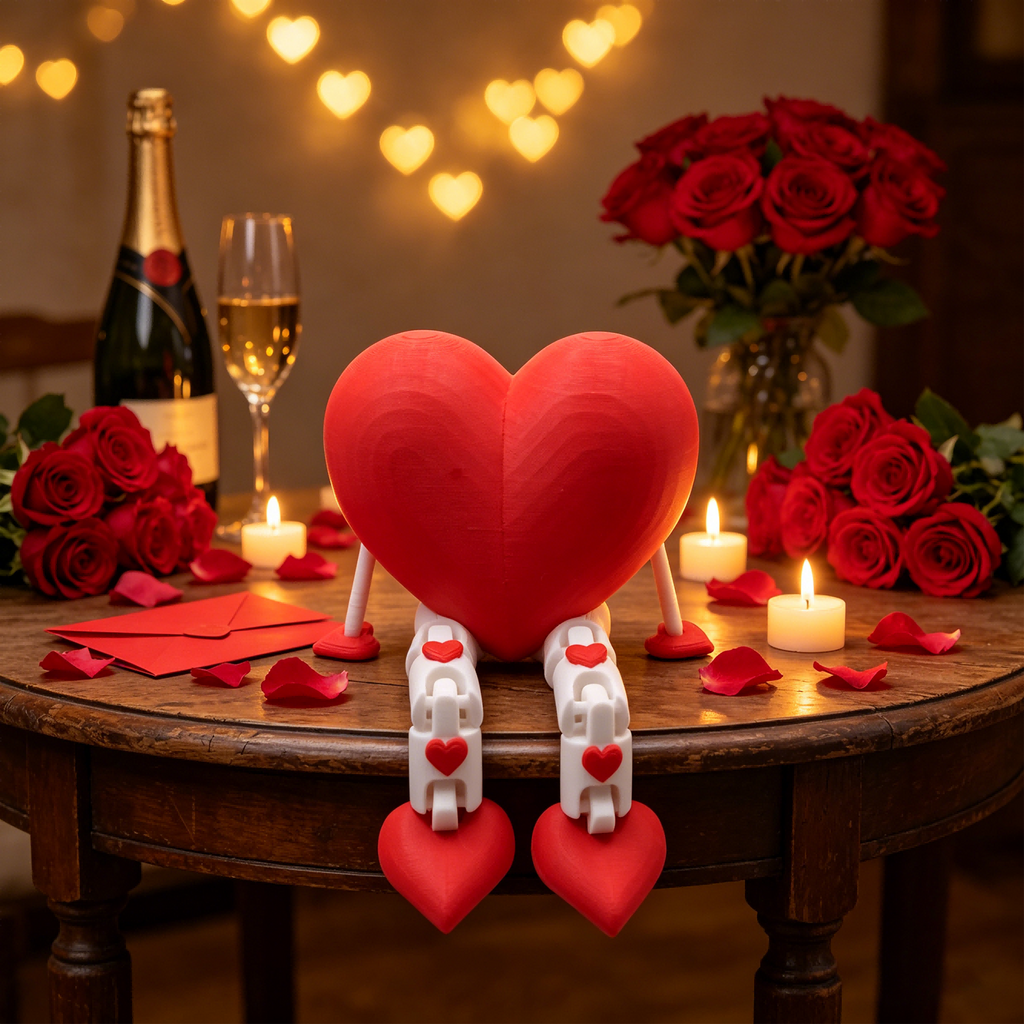 3D Imprimé amour articulé coeur assis Figurine