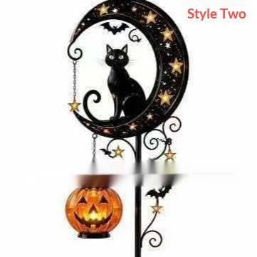 Black Cat Lune Lampe de sol Black Cat Pumpkin Moon Stake Light