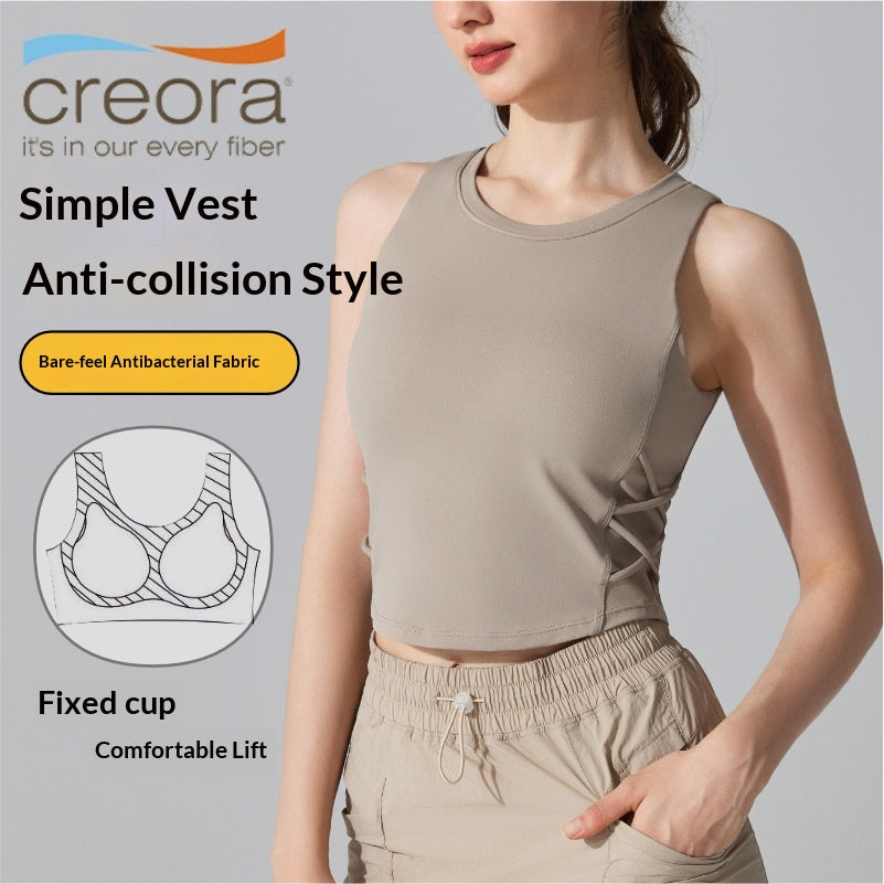 Veste de sport sans manches féminine pour la course et la condition physique avec soutien-gorge intégré