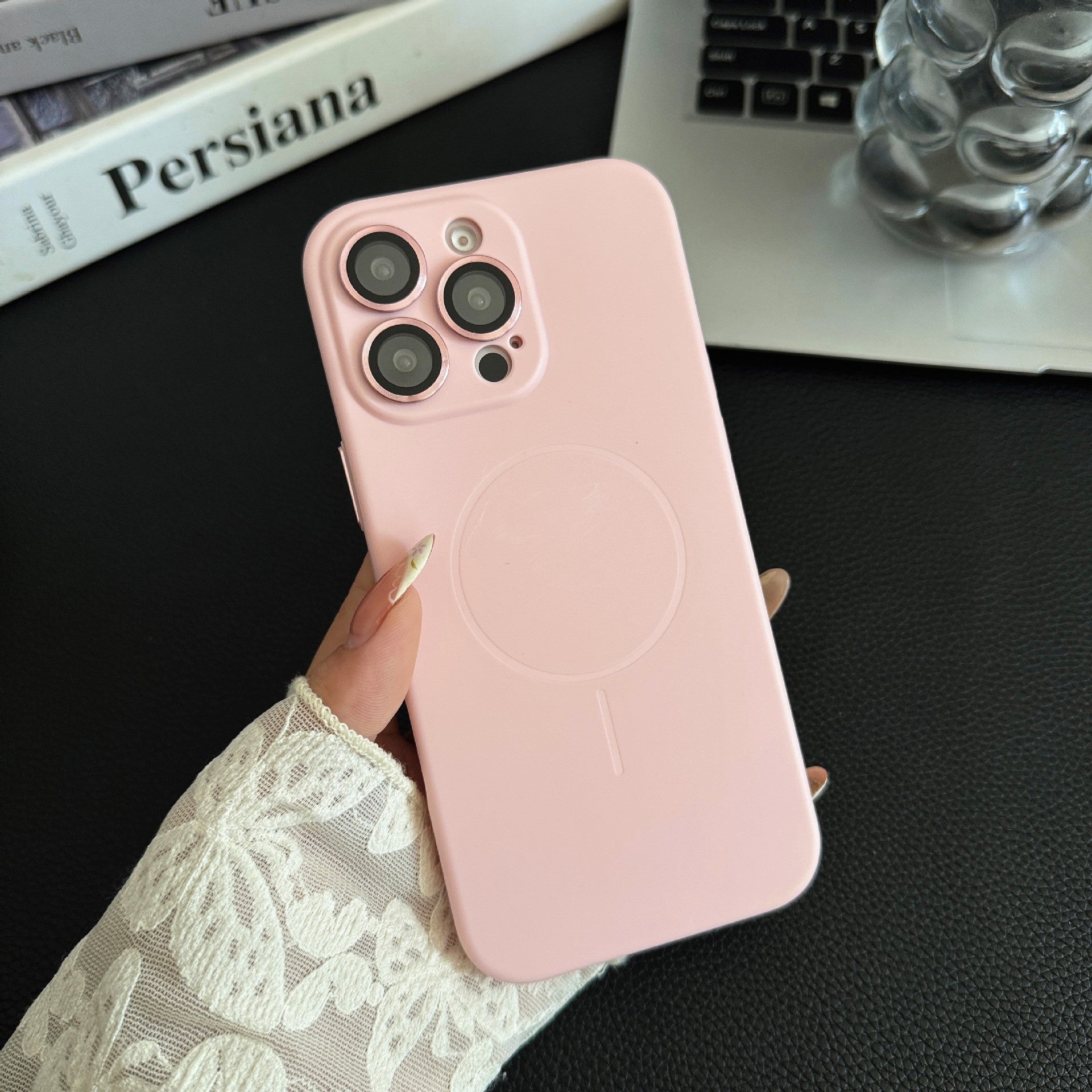 Boîtier de téléphone magnétique en silicone liquide de couleur solide