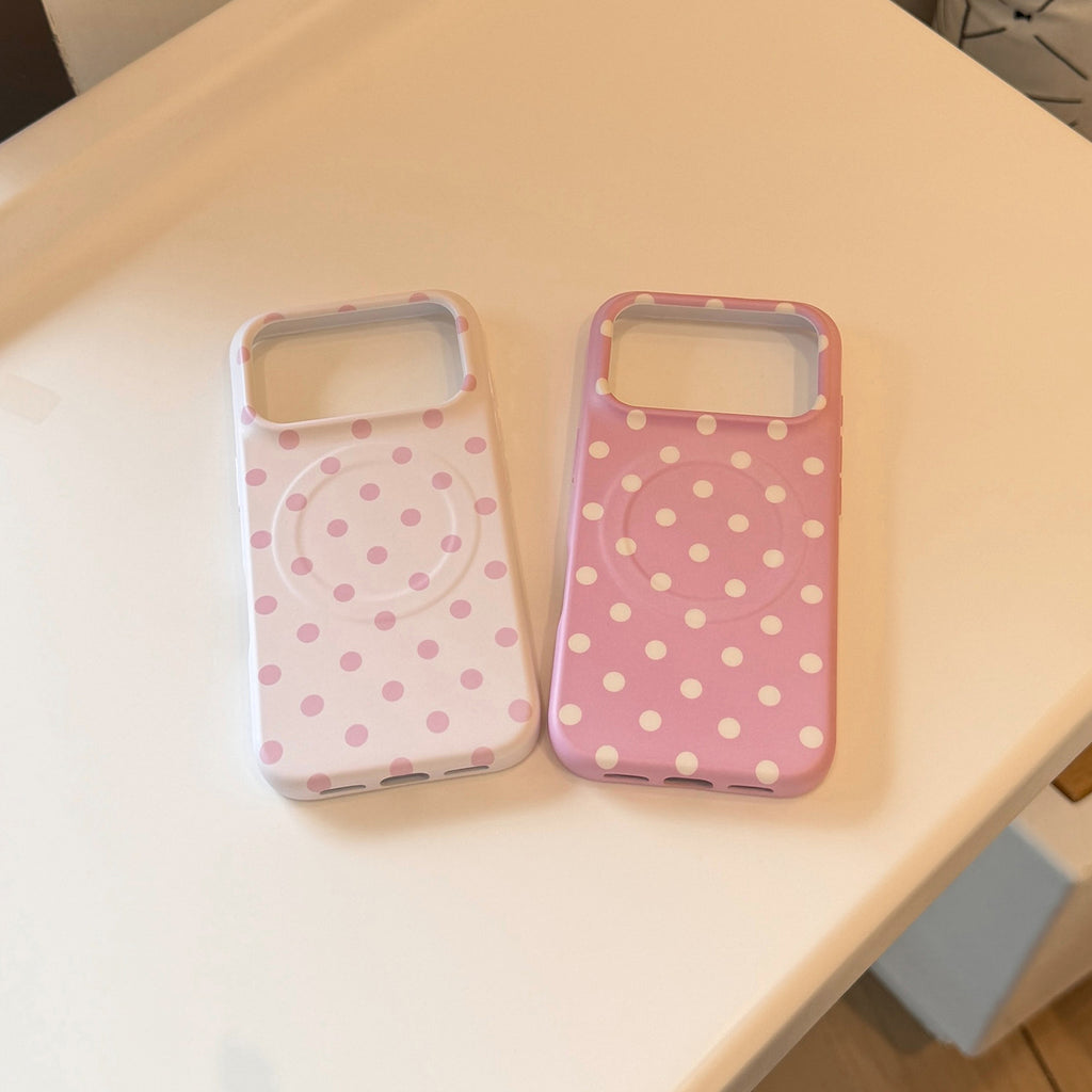 Coque de téléphone magnétique à point à crème polyvalente Polka