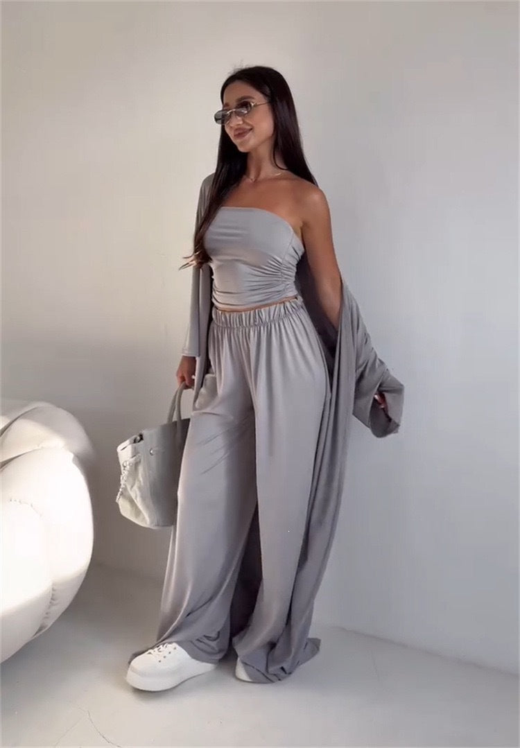Cross Border European and American Style Women's Fashion Casual Loose Three Piece Set longue