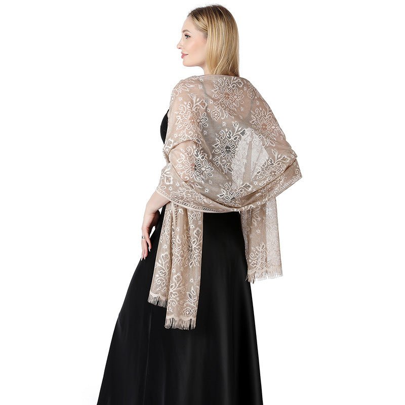 Tie-dye Floral Dentelle Écharpe Châle