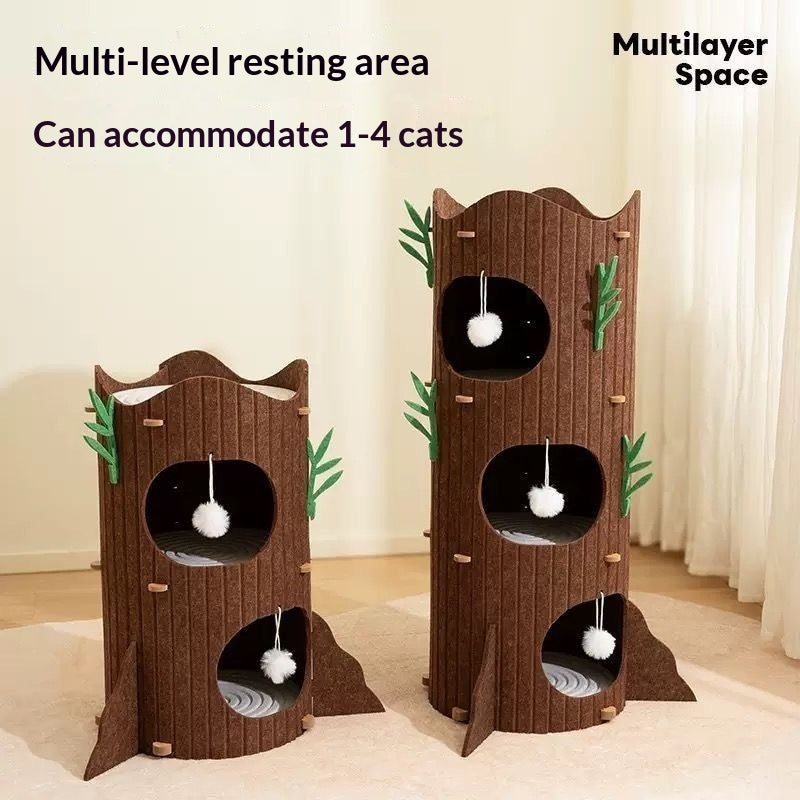 Arbre de chat à plusieurs niveaux avec lit de chat intégré et grotte