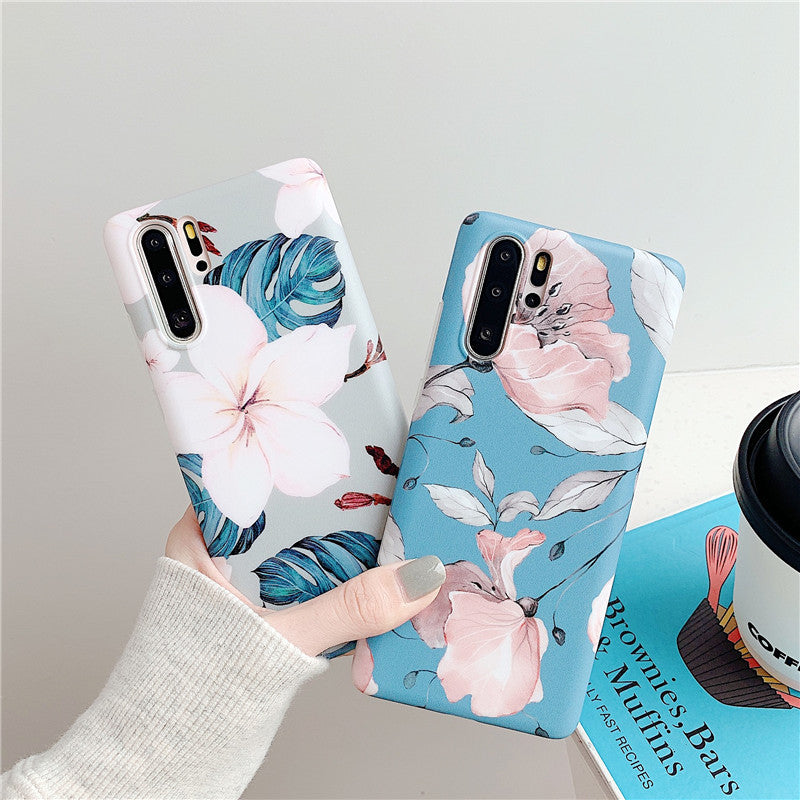 Étui de téléphone en feuille givrée fleur