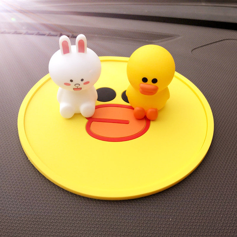 Cartoon brun ours voiture tapis anti-dérapant voiture de stockage tapis téléphone