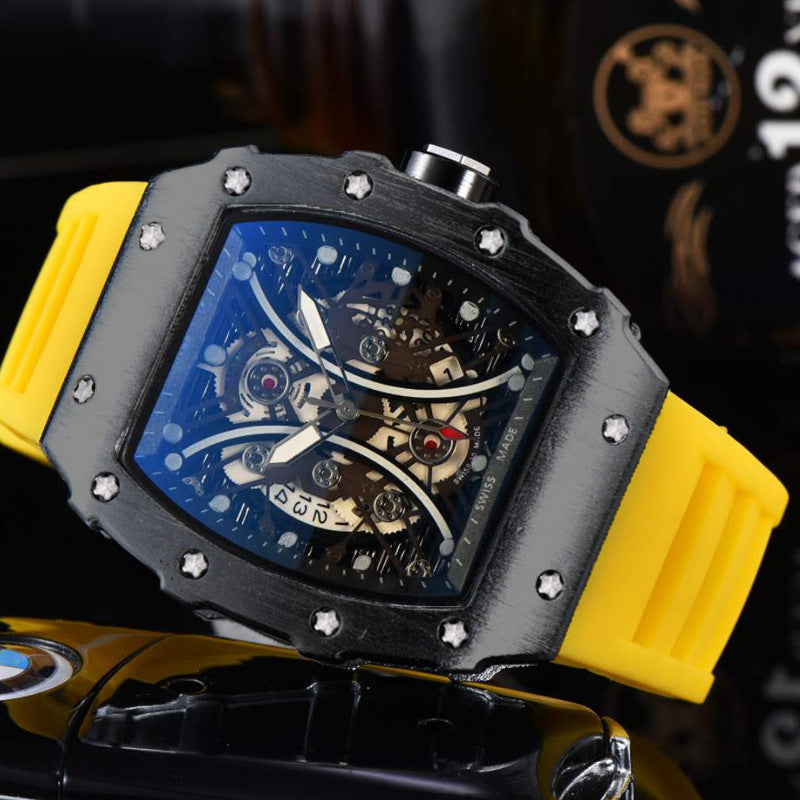 Automatique Quartz Hollow Luminous Waterproof Hommes en forme de barils