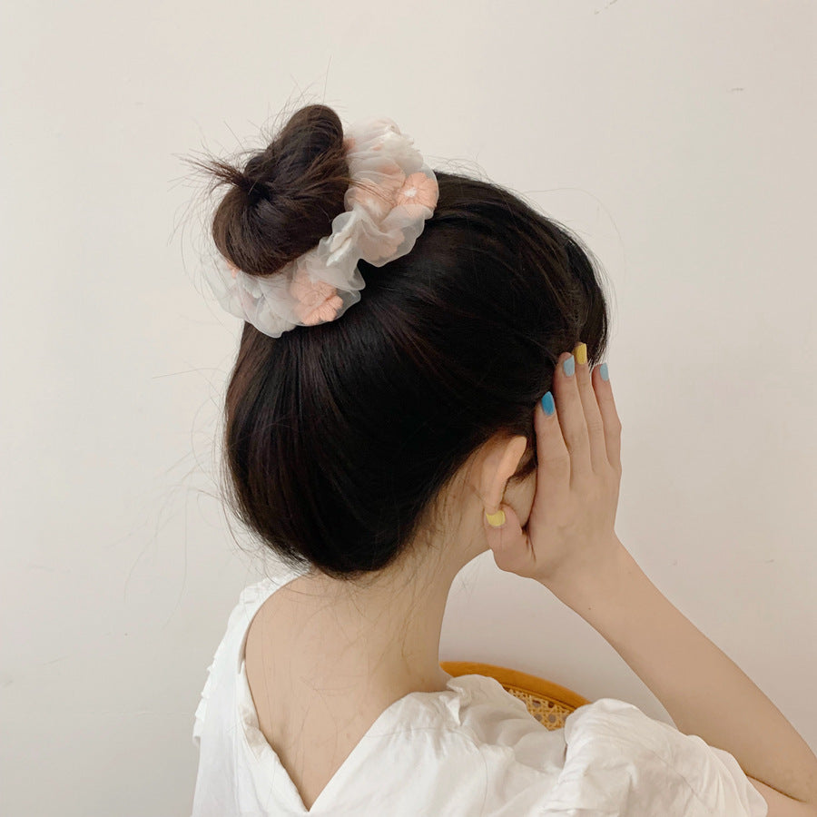 Flower Tie Hair Ring Organza Head Rope Accessoires de cheveux pour filles