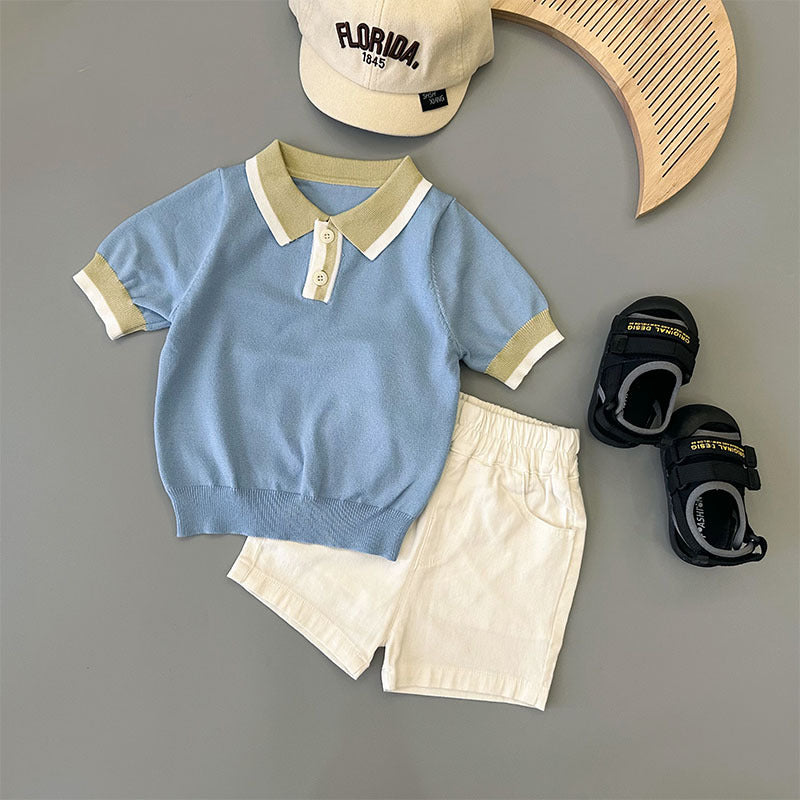 Top et shorts à manches courtes tricotés bébé